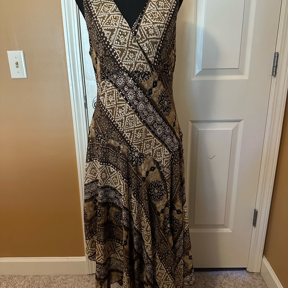 Rabbit Rabbit Rabbit Brown Patterned Wrap Maxi Dr… - image 1